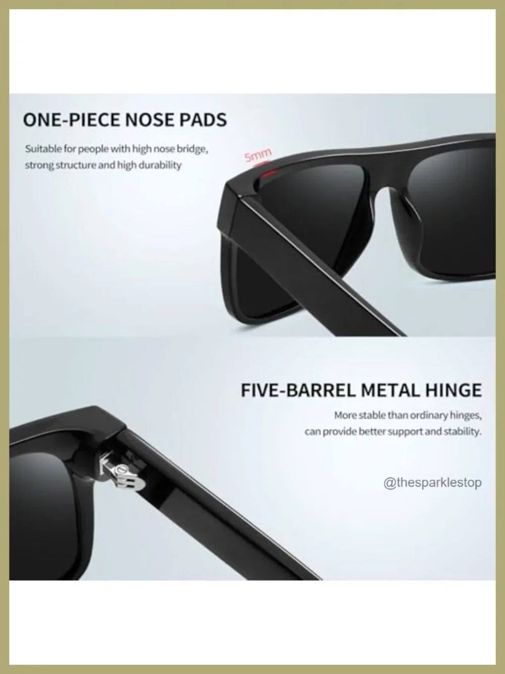 Polarized Large Square Sunglasses UV400 Protection TR90 Frame